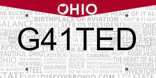G41TED Ohio License Plate