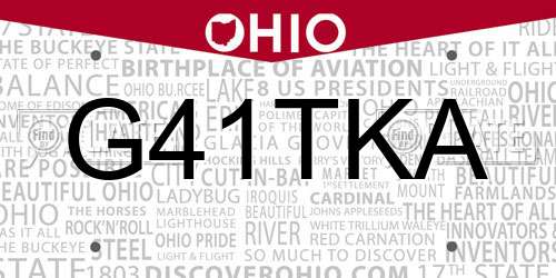 G41TKA Ohio License Plate