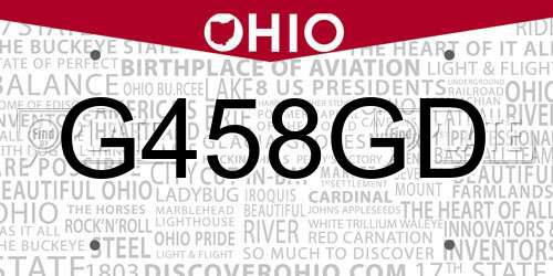G458GD Ohio License Plate