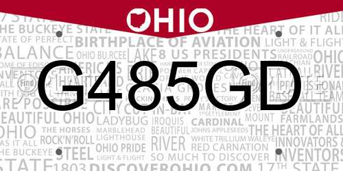 G485GD Ohio License Plate