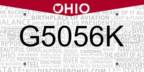 G5056K Ohio License Plate