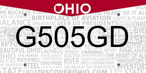 G505GD Ohio License Plate