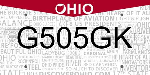 G505GK Ohio License Plate