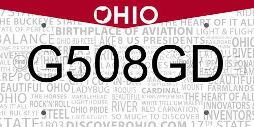 G508GD Ohio License Plate