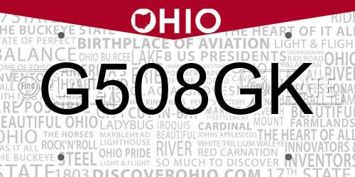 G508GK Ohio License Plate