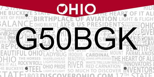 G50BGK Ohio License Plate