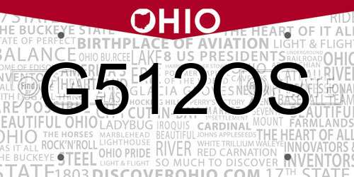 G512OS Ohio License Plate