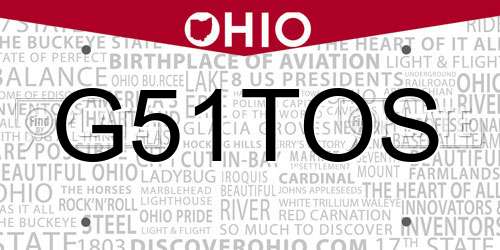 G51TOS Ohio License Plate