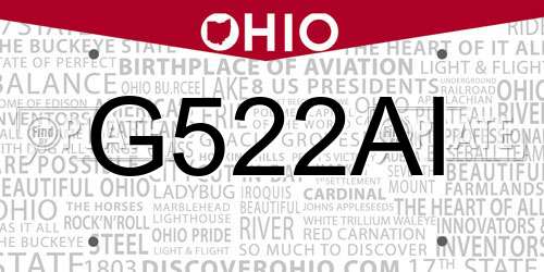 G522AI Ohio License Plate