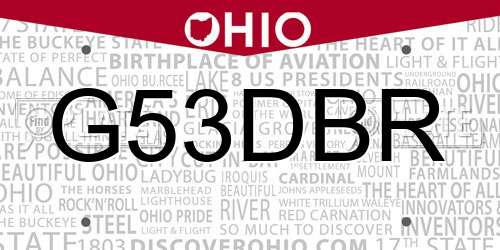 G53DBR Ohio License Plate