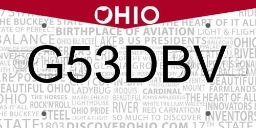 G53DBV Ohio License Plate
