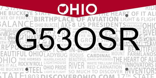G53OSR Ohio License Plate
