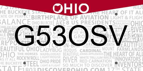 G53OSV Ohio License Plate