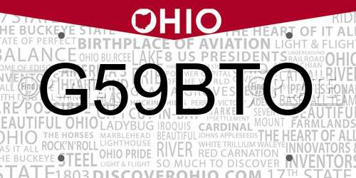 G59BTO Ohio License Plate