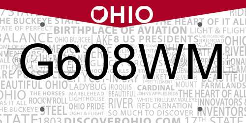 G608WM Ohio License Plate
