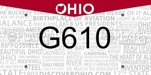 G610 Ohio License Plate
