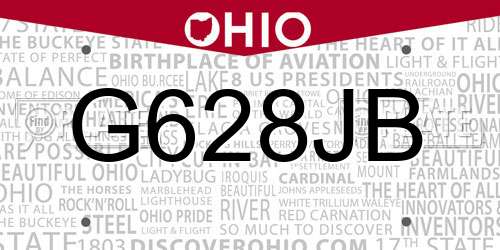 G628JB Ohio License Plate