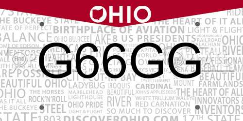 G66GG Ohio License Plate