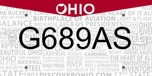 G689AS Ohio License Plate