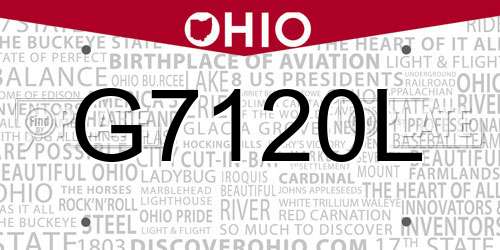 G7120L Ohio License Plate