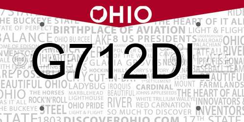 G712DL Ohio License Plate