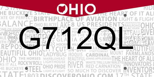 G712QL Ohio License Plate