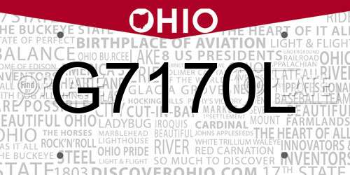 G7170L Ohio License Plate