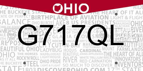 G717QL Ohio License Plate
