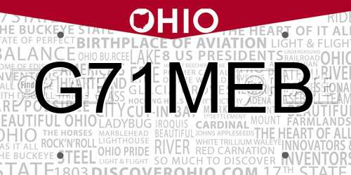 G71MEB Ohio License Plate