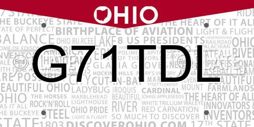 G71TDL Ohio License Plate