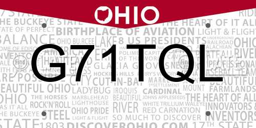 G71TQL Ohio License Plate