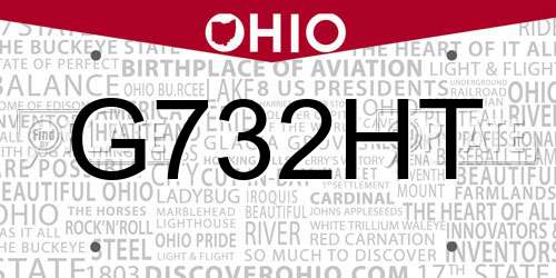 G732HT Ohio License Plate