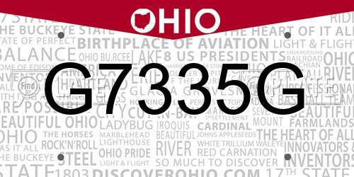 G7335G Ohio License Plate