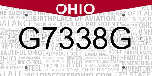 G7338G Ohio License Plate