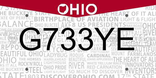 G733YE Ohio License Plate