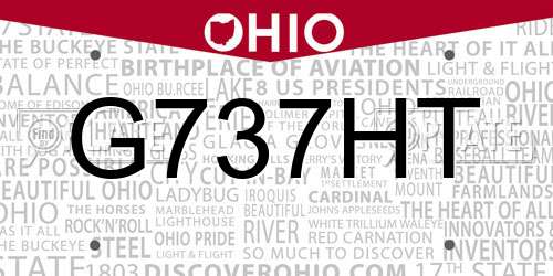 G737HT Ohio License Plate