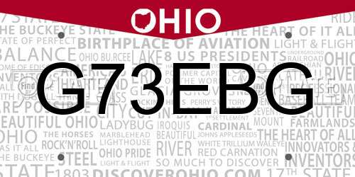 G73EBG Ohio License Plate