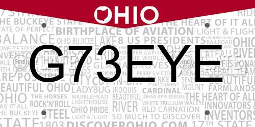G73EYE Ohio License Plate