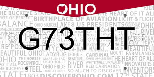 G73THT Ohio License Plate