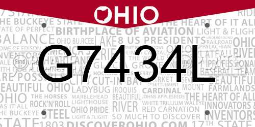 G7434L Ohio License Plate