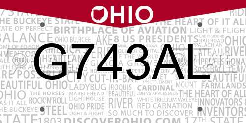 G743AL Ohio License Plate