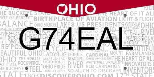 G74EAL Ohio License Plate