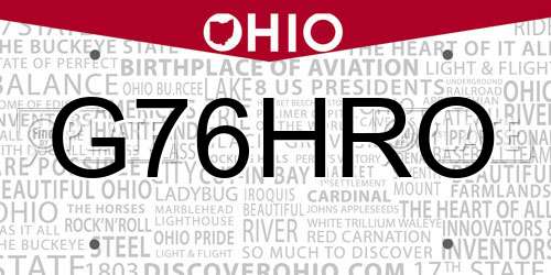 G76HRO Ohio License Plate