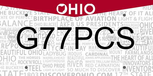 G77PCS Ohio License Plate