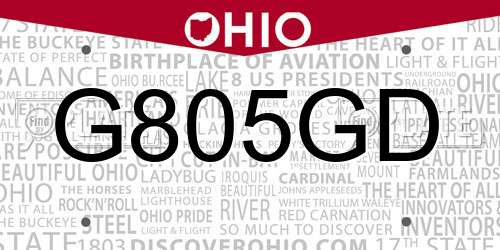 G805GD Ohio License Plate