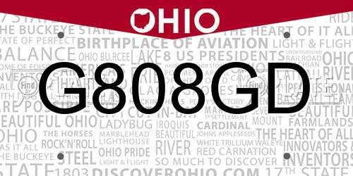 G808GD Ohio License Plate