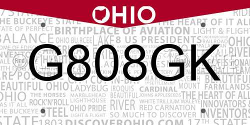 G808GK Ohio License Plate