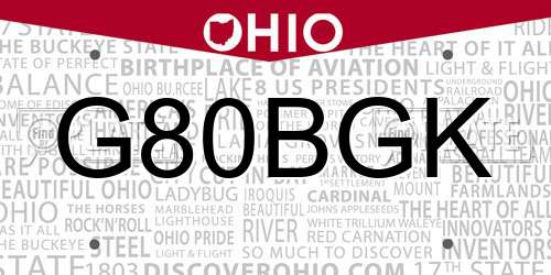 G80BGK Ohio License Plate