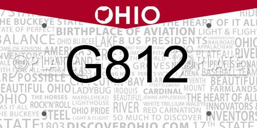G812 Ohio License Plate