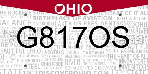 G817OS Ohio License Plate